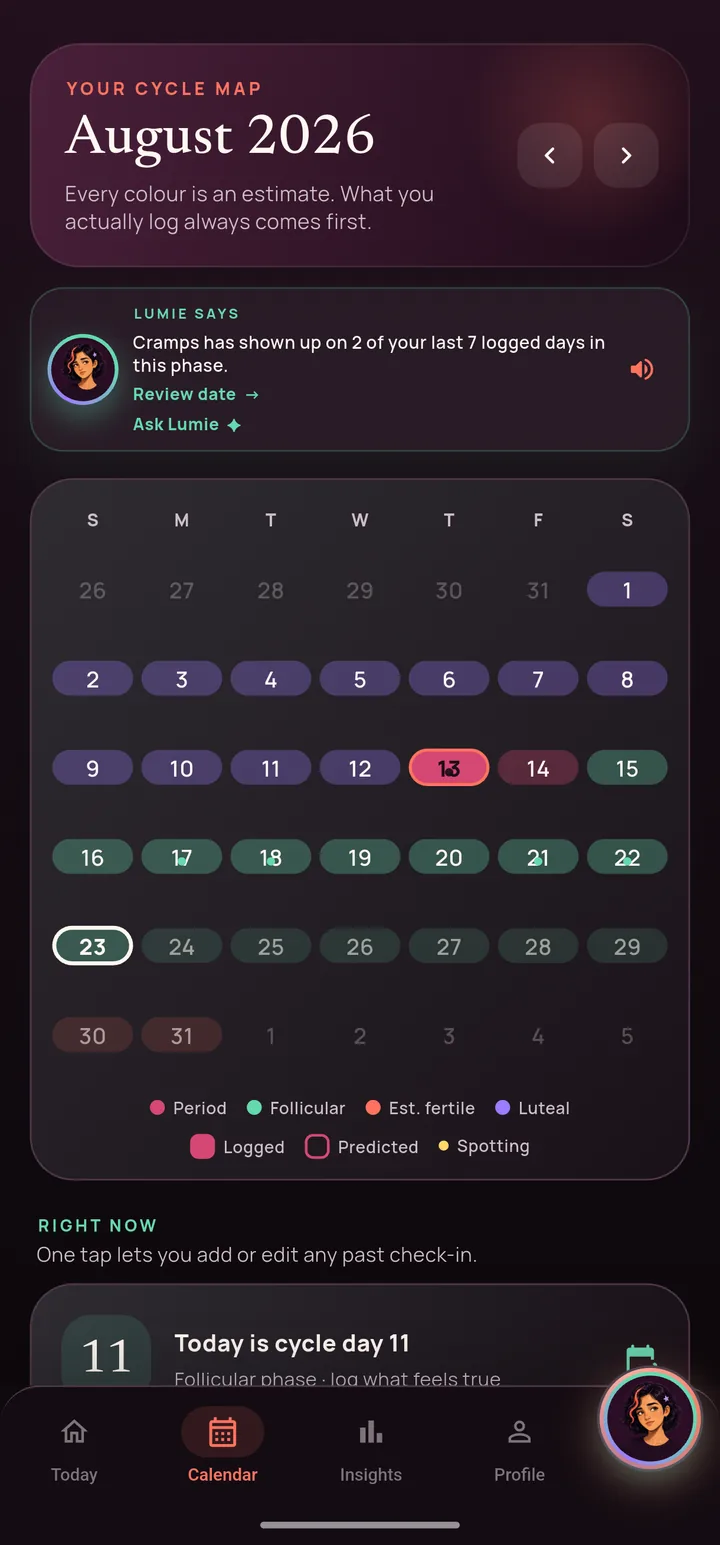 Lumie calendar screen